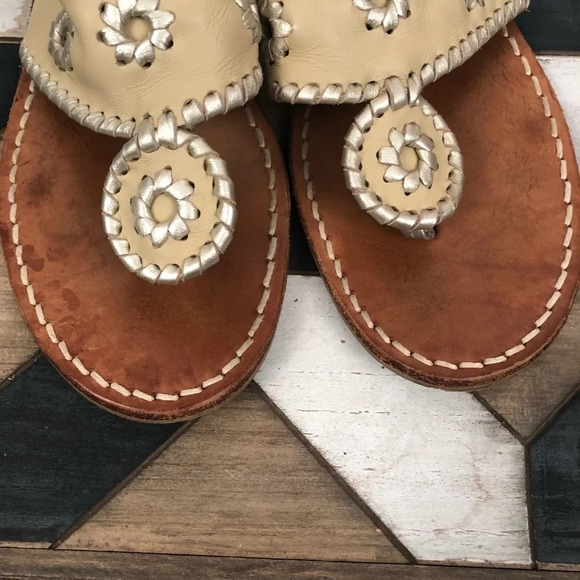 Jack Rogers Hamptons‎ Leather Sandal In Beige Tan - Picture 2 of 8